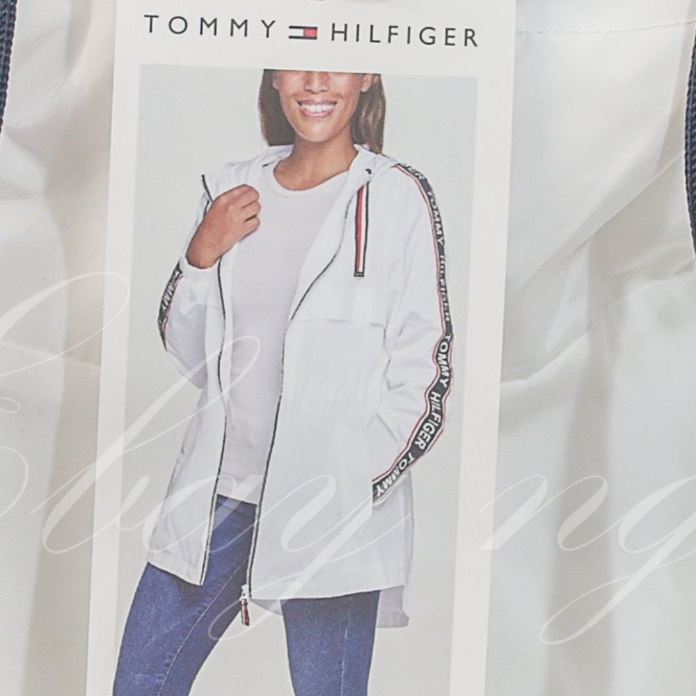 Tommy Hilfiger Ladies' Long Windbreaker WHITE - Picture 8 of 8